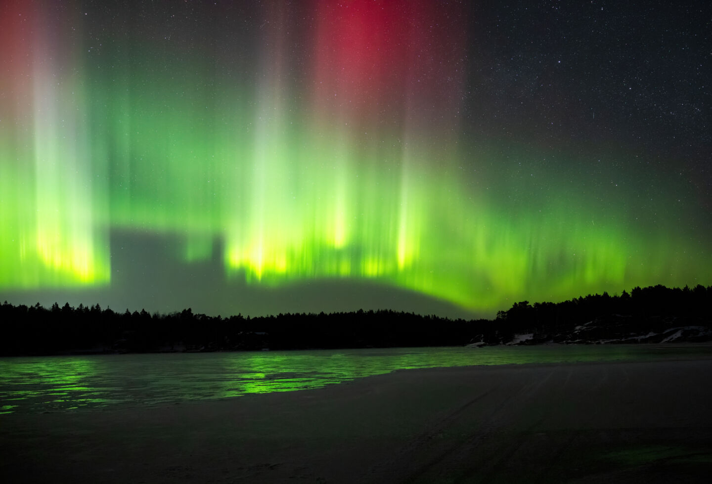 aurora over a hill